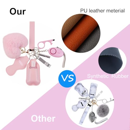 Chaveiros de segurança para mulheres, conjunto de chaveiros com alça de pulso com alarme pessoal, ki