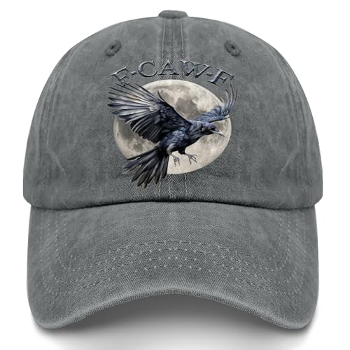 FCaw F Funny Black Bird Hat Printed Crow Raven Cap Adjustable Dad Hat for Men Women Bird Lover Watcher Gift