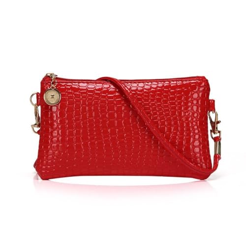 Red Cross Body Satchel Bag with Zipper – Women’s Shoulder Handbag & Wallet