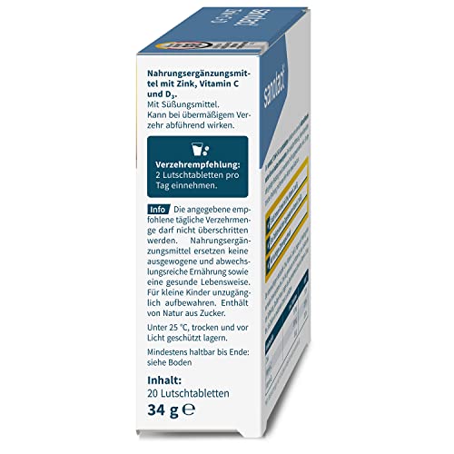 Sanotact Zink+C+D Lutschtabletten – 20 Stück zur Unterstützung des Immunsystems