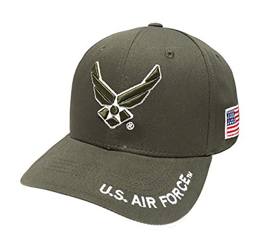 Military Baseball Caps for Veterans, Retired, and Active Duty (Air Force Wing Olive Olive)