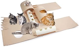 All For Paws Cat Activity Play Mat, Collapsible Cat Tunnels for Indoor Cats, Cat Toy Activity Rug,Interactive Training Scratching Mat Toy for Cats