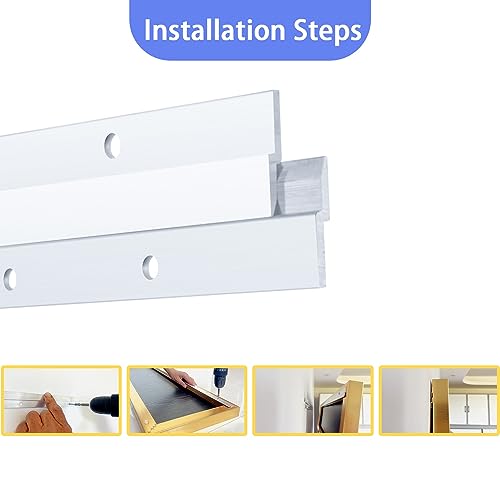 Image of 12'' French Cleat, French Cleat Hanger, Aluminum Z Clips for Hanging Pictures, Mirrors, Panels, Whiteboard, Shelf, Artwork ( Supports 80 lbs, 2 Pairs )