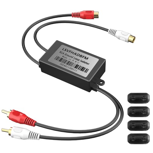 Gold Coating RCA Noise Filter Hum Eliminator Ground Loop Noise Isolator Feedback Loop Isolator for Stereo Home Theater Car Audio Player Eliminate Hum from Car Audio Systems/Home Stereos