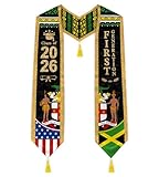 Labfen Jamaica Graduation Stole Class of 2026, Jamaica Flag Graduation Sash with Gift Box for High School & University 72in
