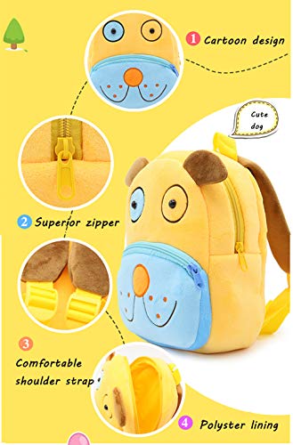 Ladyzone Toddler Backpack Zoo Animals Backpacks Cute Plush Bag Cartoon 10" Preschool Book Bag For 2+ Years Girls Boys (Dog) #TOP3