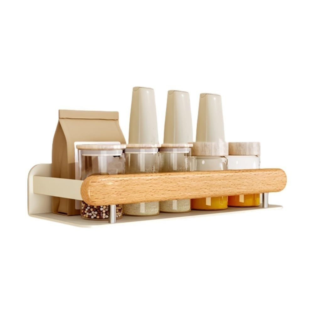 Goxyffmnv Wall Mounted Rack, Condiment Storage Rack, Wall Mounted Display Rack, Simple Organizer Stand for Kitchen, Bathroom, Dining Room(11.8 * 4.7 * 2.2IN)