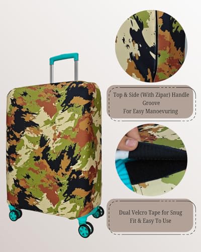 Image of Army Printed Luggage Cover for Traveling Bag & Suitcase - Stretchable & Scratchproof Trolley Protector with Velcro Lock & Lightweight Washable Material(Suitcase Not Included, Only Cover in Product)