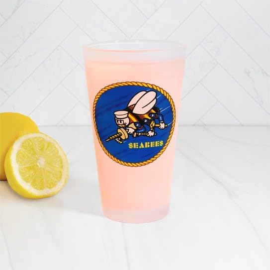CafePress US Navy Seabees Pint Glass, 16 oz. Drinking Glass