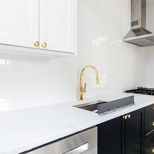 Upgraded Sink Splash Guard With Strong Suction Cup - 17.1” X 3.9“ Premium Silicone Water Splash Guard, Eco-Friendly Kitchen Island Countertop Barrier - Behind Faucet Backsplash Protector Mat (Grey) #TOP15