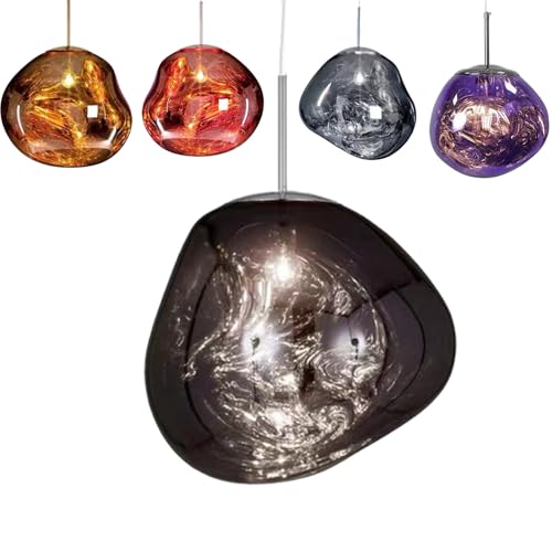 Purple Modern Glass Pendant Light - Irregular LED Shade with 2m Adjustable Cord - Decorative Lava Ball Hanging Lamp for Home Store Club Lighting
