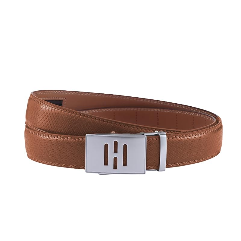 Image of HALDEN THEO Tan Belt For Men Leather Original (Adjustable Fits Up to 44 Inch Waist) Ratchet Strap with Classic Buckle & Magnetic Auto-lock