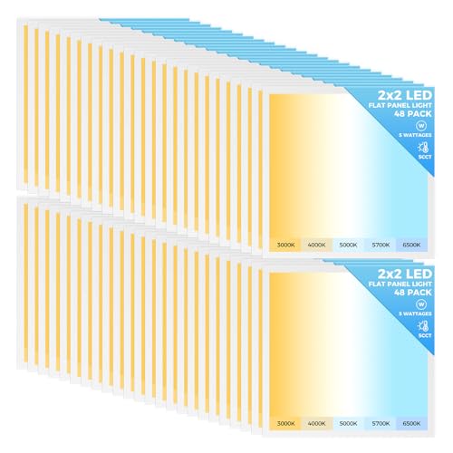 Image of AIKVSXER 48 Pack 2x2 LED Flat Panel Light, Recessed Drop Ceiling Light Kitchen Lighting Fixtures,Bright 6500LM,0-10V Dimmable,Switchable 3000K /4000K /5000K /5700K /6500K, 30W /35W /40W /45W /50W