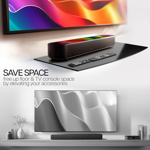 VIVO 24 inch Floating Wall Mount Tempered Glass Shelf for DVD Player, Audio, Gaming System, Streaming Devices, Black, MOUNT-SF024 6 41b2r5MSNtL