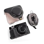 MUZIRI KINOKOO Case for Panasonic Lumix DC-TZ99/ZS99 Digital Camera, PU Leather Protective Cover for Lumix TZ99/ZS99, Detachable Carrying Case with Adjustable Shoulder Strap - Black