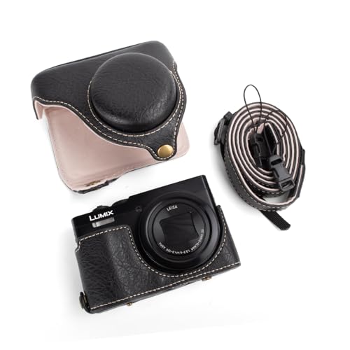 Funda para cámara Lumix ZS99 de piel sintética negra