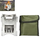 Estufa de Leña Portátil para Acampar, Mini Estufa Desmontable Plegable 10 * 10cm, de Acero Inoxidable Con Bolsa de Transporte, para Viajes Al Aire Libre, Senderismo Y Picnic