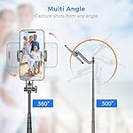 Selfie Stick Travel Tripod for Cell Phone with Remote Control and Phone Holder, Extendable Selfie Stick for iPhone, iPhone Tripod for Video Recording, 50 Inch, Black - Image 4
