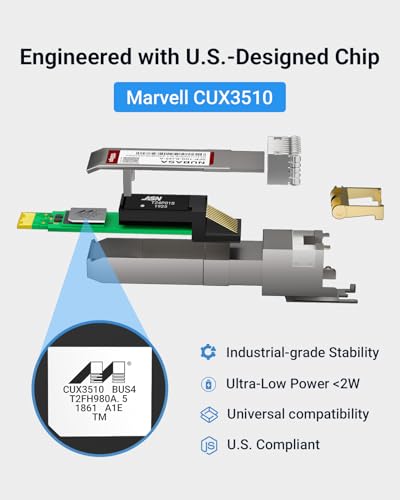 Image of SFP+ to RJ45 10Gb Adapter | 10G /5G /2.5G /1.25GB Auto-Sensing | Ultra-Low Power < 2W | Up to 30m, Plug-Play | for Cisco /Ubiquiti /Netgear /Fortinet and More