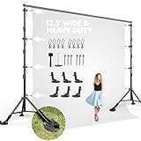 Julius Studio 10 ft. Max Wide 9.4 ft. Max Tall Adjustable Background Support Equipment, Backdrop Stands for Photography Video Studio, Backdrop Muslin with 8-Pack String Holders Carry Bag, LNA1106