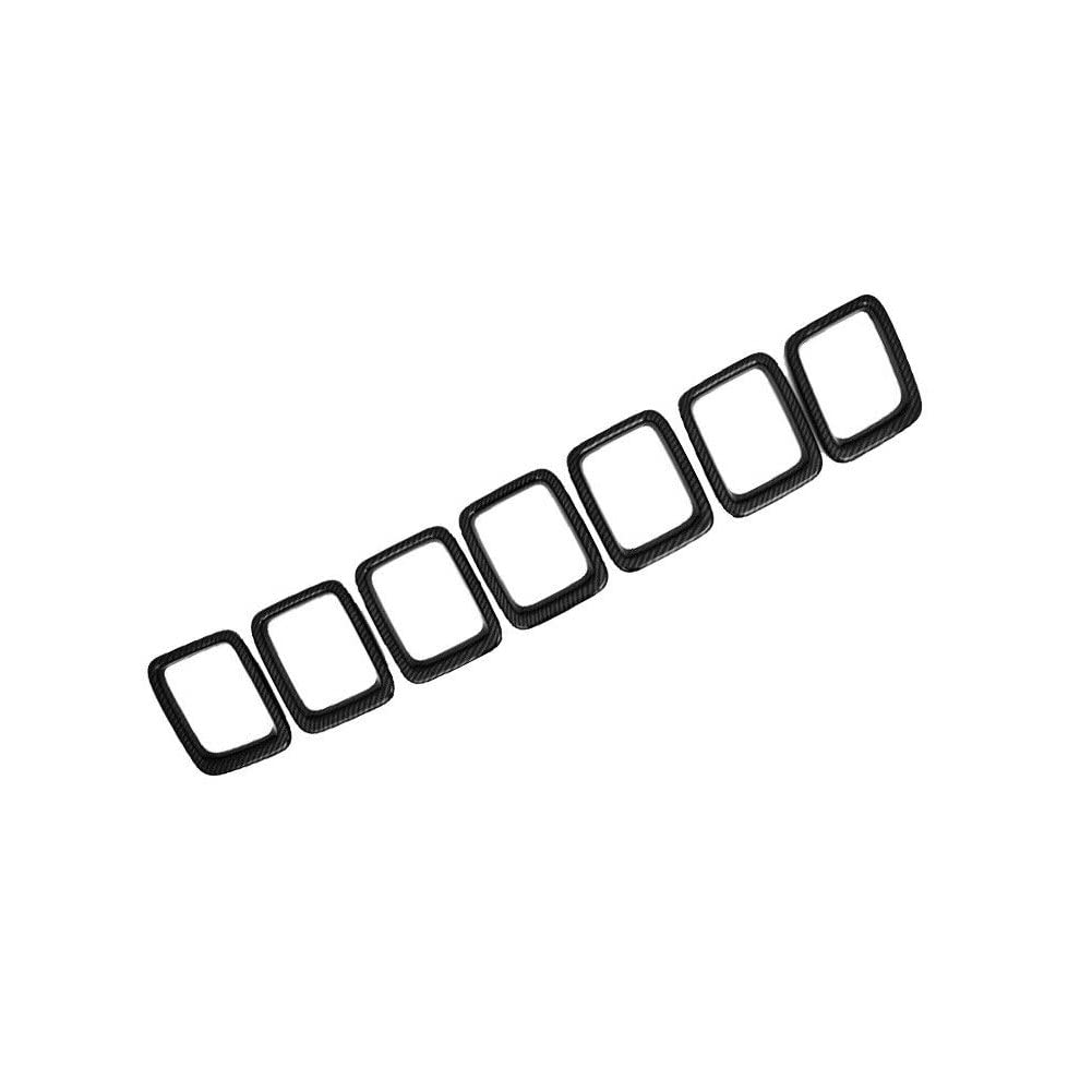 Front Grille Grill Inserts Trim Frame Accessories Fits For Jeep Compass 2017-2021 (Frame Only, Carbon Fiber Pattern)