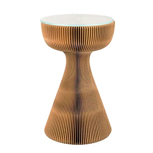 Mesa auxiliar redonda plegable de 33 x 53 cm, mesa de bistró con parte superior de cristal para patio, sala de estar, porche, balcón, jardín, patio, muebles elegantes y funcionales para exteriores