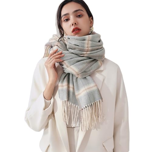 QUALTRIXIAN Femmes Hiver Tartan Écharpe Écharpes Châle Doux Châles Et Wraps Écharpe Tricotée Chaude