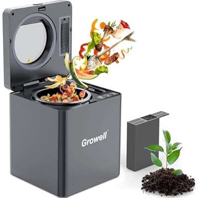Growell Electric Composter for Kitchen Indoor, 2.5L Countertop Compost Bin, Odorless Food Waste Composting Machine with Auto-Clean & LED Display - 4H/6H Fast Processing