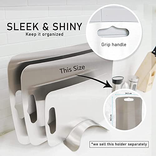 Image of Herrlich Homes Rectangular Stainless Steel Cutting-Chopping Kneading Board for Kitchen |Chopping Board for Cutting Vegetables, Meat, Fish, Fruits |Unbreakable | Easy to Clean | Large || 34.5 X 24.5 cm