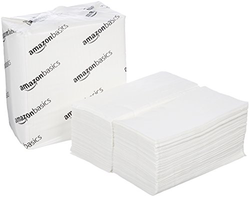 Amazon Basics Tall Fold Napkins, White, 500 Napkins per Pack, 20-Pack