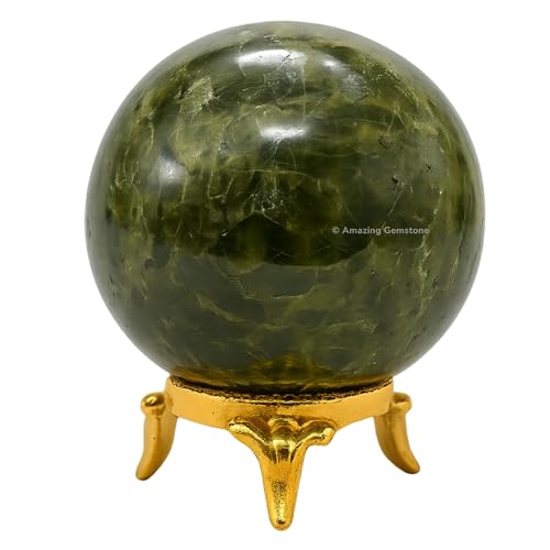Amazing Gemstone Green Tourmaline Ball with Stand - 1.5 Inches Crystal Sphere Meditation Balls for Witchcraft and Decorative Balls
