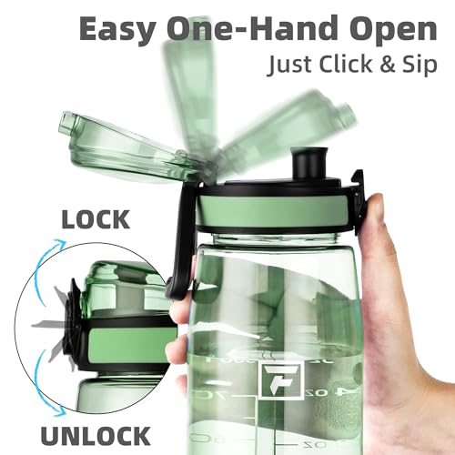 Image of Fanhaw 32 oz Clear Plastic Water Bottle, BPA Free Leakproof Tritan Sports Water Bottle with Chug Lid, Wide Mouth Reusable Bottle for Gym, Travel, School & Office (Glow Green)