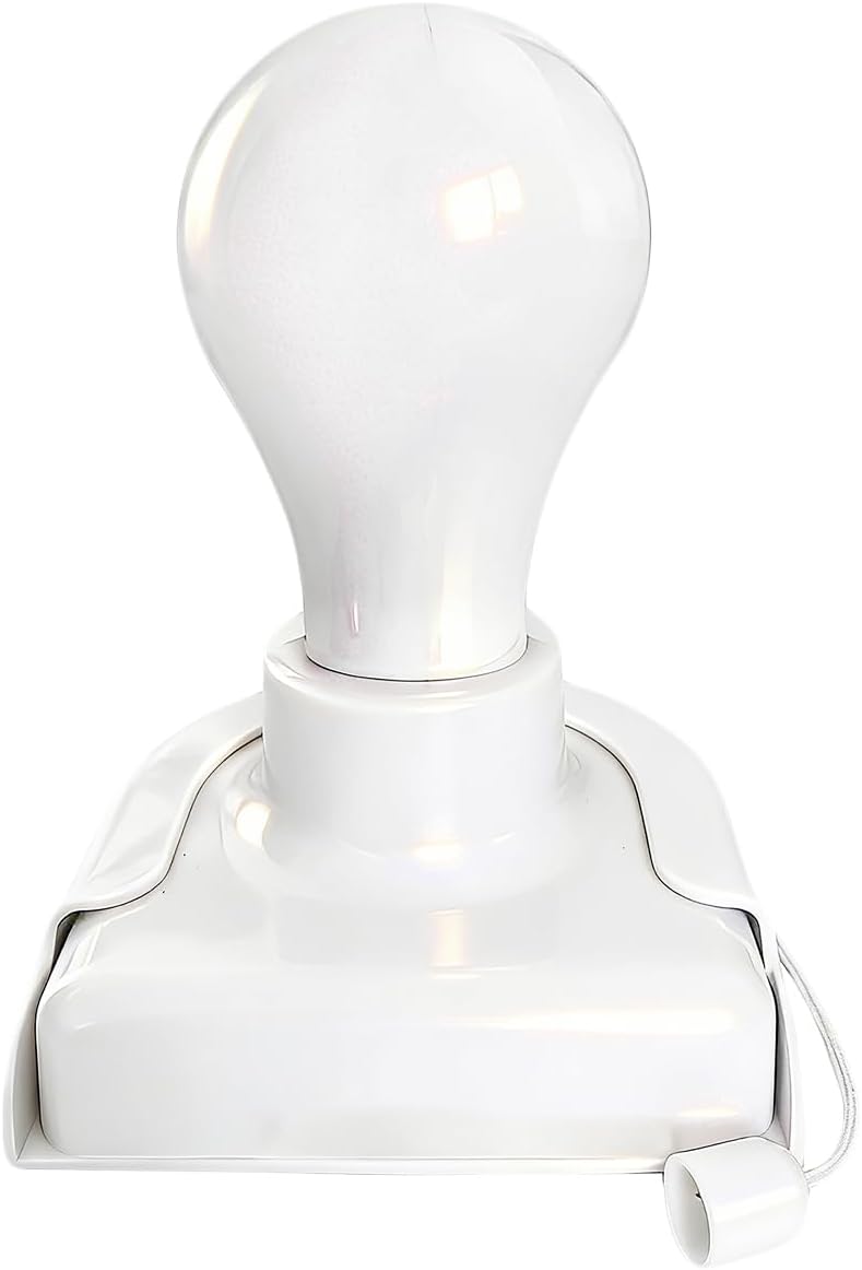 Stick-Up Light Bulb for Closet, 4Pack Battery Operated LED Light Bulb with Pull Chain, Wireless Self Adhesive Wall Mounted Lamp Fixtures for Cabinet Bedroom Living Room Kitchen, Clear Cover