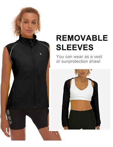 Image of Little Donkey Andy Women's UPF 50+ Cycling Jacket Windbreaker with Removable Sleeves