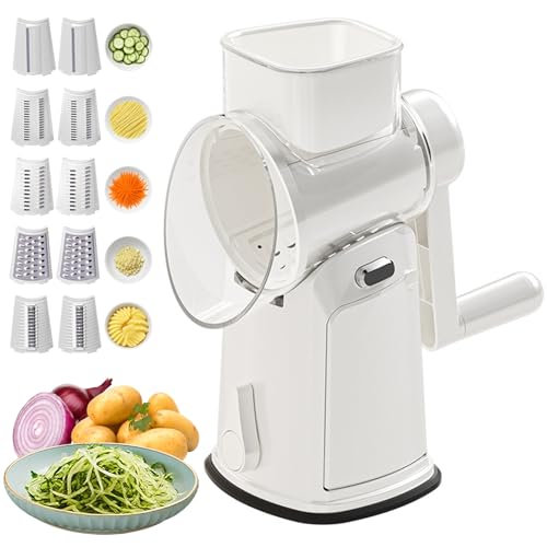 Râpe à fromage rotative blanche avec 10 lames et base d'aspiration stable - 2