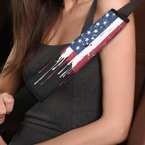 Image of AFPANQZ America Flag Design Car Seat Belt Cover for Women Mens Pads Drivers Shoulder Protetion Car Seats Accessories Vehicle Auto Seatbelt Cushion Pads Universal Fit