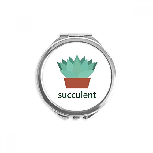 Miroir de poche plante verte cactus en pot pour maquillage fait main rond compact multicolore