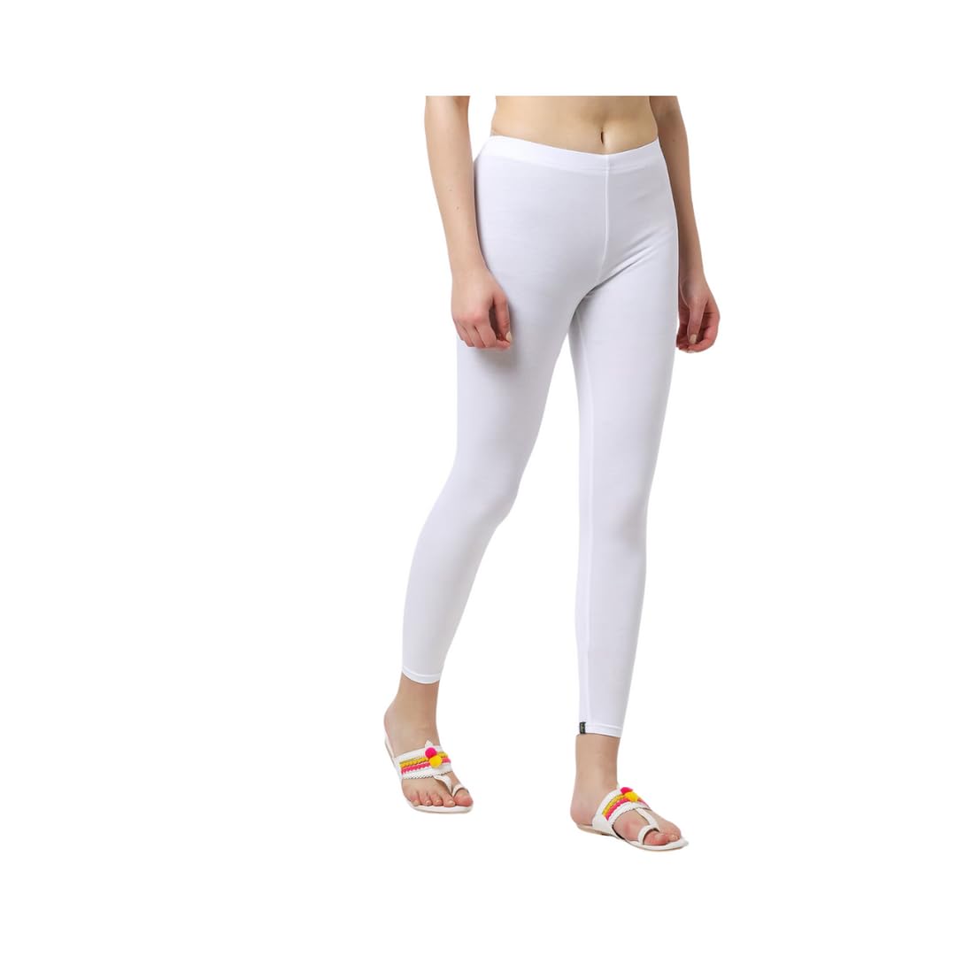 Women's White Leggings with Ankle fit -Soft and Stretchable - Comfortable for use- Perfect for Gym, Yoga, Lounge & Daily Outfit-image-1