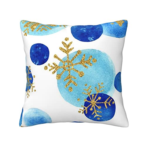 Bytkmry Kissenbezüge für Sofa, Couch, Auto, Schlafzimmer, Heimdekoration, 30,5 x 30,5 cm, Blau gepunktet und goldfarben