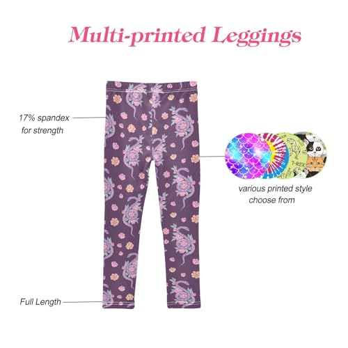 CaTaKu Girls Leggings Snakes Cute Flowers Leggings for Girls Kids Athletic Workout Yoga Pants Size 4-10T4