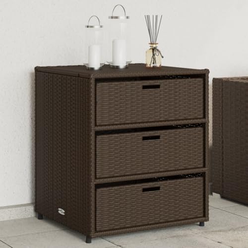 Xichuzi Armario de almacenaje de jardín ratán PE marrón 55x59x69 cm, Armario Exterior Escobero, Mueble Exterior Almacenaje, Armario Exterior Jardin, Muebles Jardin Exterior - 365556