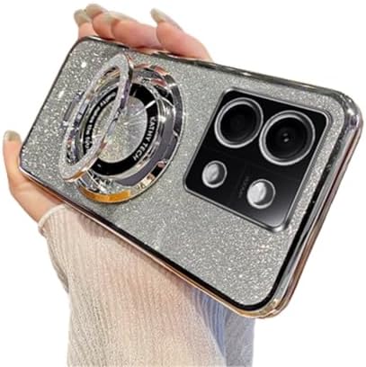 GYHOYA Case for Xiaomi Redmi Note 13 Pro 5G Case Glitter Bling with Stand Camera Protector Phone Case Slim Luxury Plating Bumper Shockproof Protective Case Cover for Redmi Note 13 Pro 5G Sliver YD