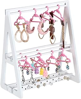 Wooden Earring Rack Holder Cute Jewelry Stand Organizer 15 Hangers Earring Organizer Hanging Earring Holder Organizer Display Earring Stand Jewelry Towers for Women Girls Ear Stud