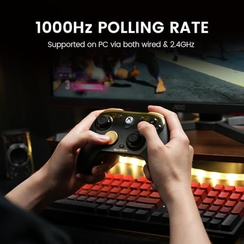 GameSir G7 Pro Wired Controller for Xbox Series X|S, Xbox One, Wireless Gamepad for PC&Android with TMR Sticks, Hall Effect Analog Triggers, 1000Hz Polling Rate, 3.5mm Audio Jack - Golden - 3