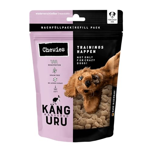 Chewies Trainingshappen - Monoprotein Snack für Hunde - 175g - getreidefrei & zuckerfrei - Softe Leckerlies fürs Hundetraining - hypoallergen (Känguru)