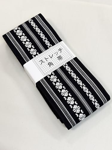 EKENDOCOM 角帯 帯 綿 献上柄 着物 居合 弓道 和服用 成人式 中国産 (黒)