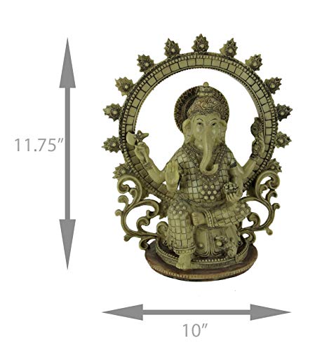 Estatua de Lord Ganesha en resina color hueso 11.75 pulgadas miniatura 4