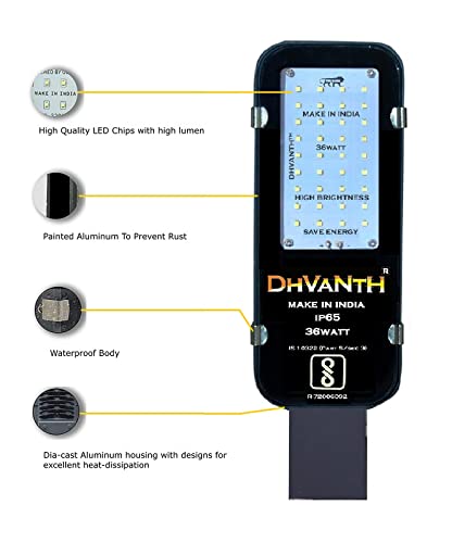 Image of DHVANTH LED 36 W Outdoor Waterproof Street Light with Osram LED, Aluminum Body, IP 65 Driver for Outdoor use. 36W Pack-6