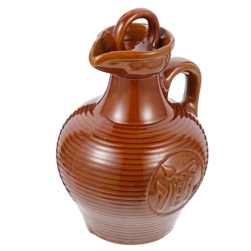 DIYEAH Cruche à Vin En Céramique Vintage 500 Ml Pot à Vin En Terre Cuite Revêtement Lisse Pour Maison Et Restaurant Accessoire De Service De Boissons