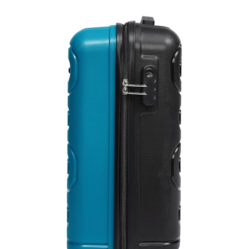 Image of Yayavar Tokyo Textured ABS Hard-Sided Suitcase Bag - 35L| Dual Color Trolley with 4 Spinner Wheels, Number Lock, Water Resistant | Luggage Bag for Travel (Teal & Black, 56cm, Small)